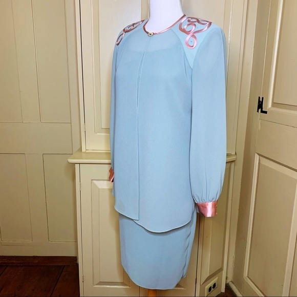 Vintage dress SET 60s 70s PATRA sz S/M Petite embroidery rhinestone silk wedding - Picture 17 of 17